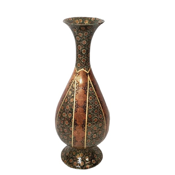 Persian Khatam Copper Flower Pot/ Vase - Picture 7 of 7